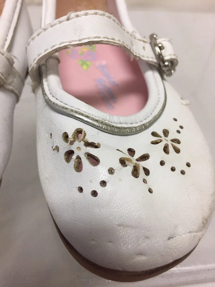 Zapatos Buster Marrón Con Puntera Niños Niñas Cuero Blanco Talla 4 M Lil Isabella Foto 4 de 4