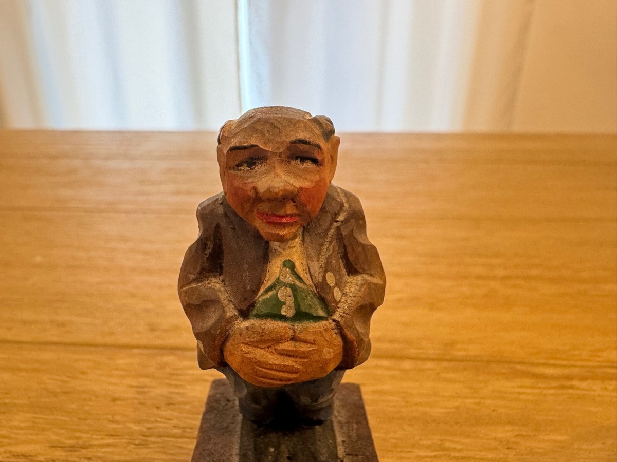 人形　GRUSS aus　Wien Vintage Austrian Folk Art Carved Wood Man Figurine Gruss aus