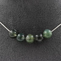 Halskette 5 Perlen Achat Schaum 8 Mm. Kette Aus Edelstahl Halskette Damen