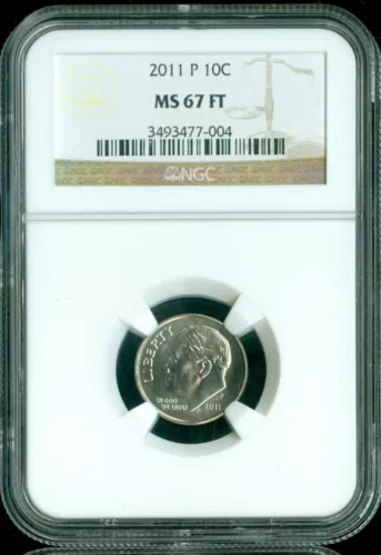 2011 P ROOSEVELT DIME NGC MS67 FT 2ND FINEST LOW POP  *
