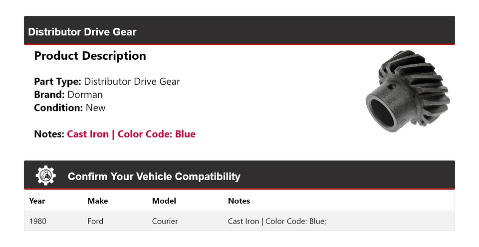 For 1980 Ford Courier Dorman Distributor Drive Gear - Image 2 of 4