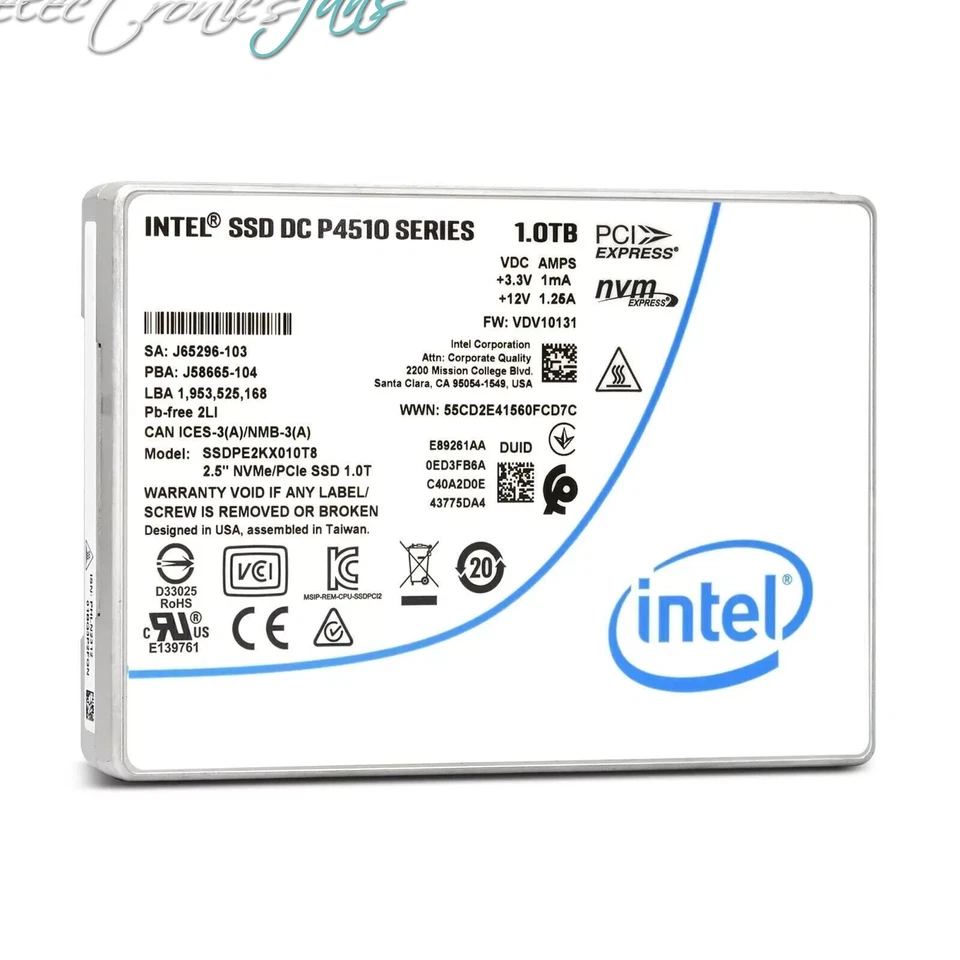 New Intel SSD DC P4510 1TB NVME U.2 2.5" PCIE Series Solid State LOT - Bild 2 von 2