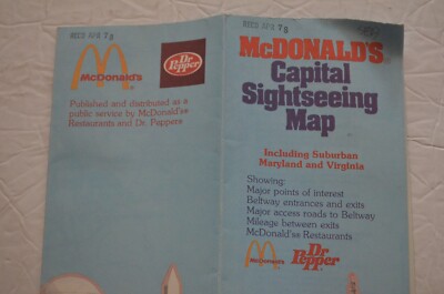 Vintage McDonald s Dr. Pepper Washington D.C. Capital Sightseeing Map.