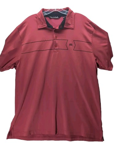 Travis Mathew kurzärmeliges Herren-Polo-Golfshirt auf Knopfleiste rot und schwarz XL Tiger