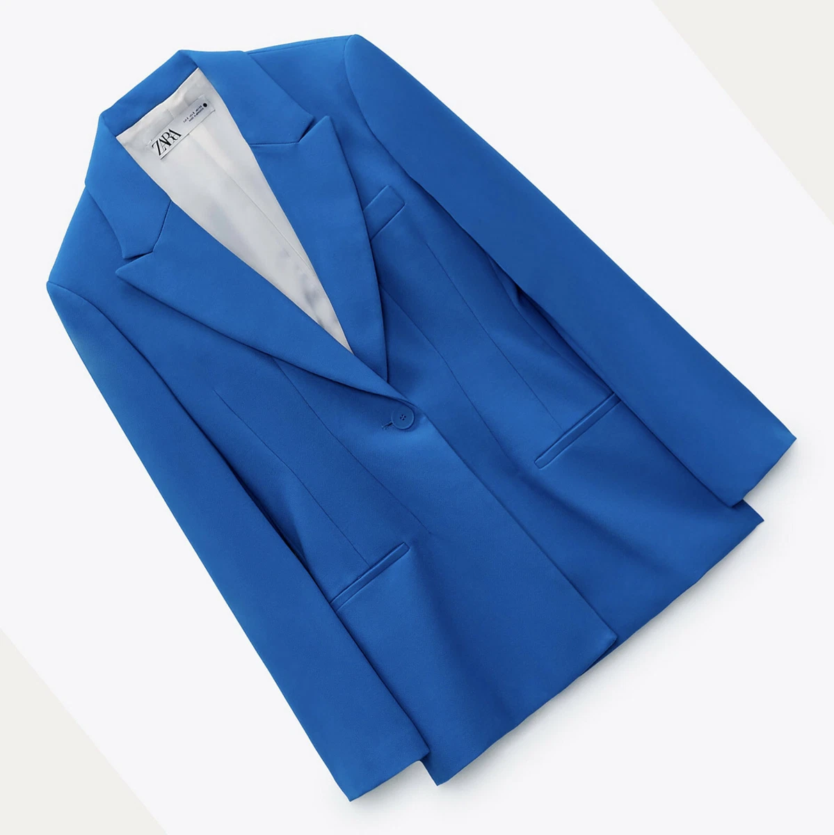 ZARA NEW WOMAN FITTED BLAZER WITH SHOULDER PADS JACKET BLUE XS XL 3057 589