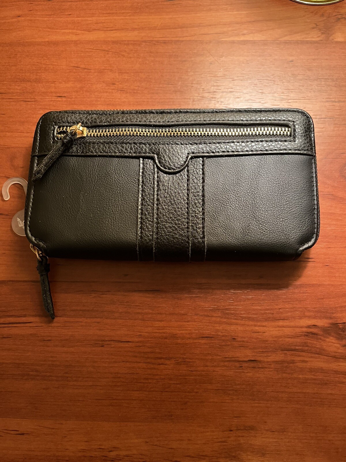 Time and Tru Black Zip Around Wallet-image