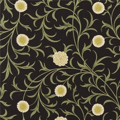 WILLIAM MORRIS CURTAIN FABRIC Scroll 4.4 METRES BLACK/THYME ARCHIVE PRINTS COLL
