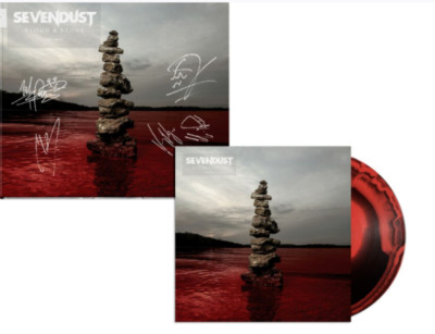 Sevendust - Blood & Stone Exclusive Red Black Marbled Vinyl LP Signed 300 WW NEU