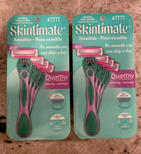 Lot Of 2 Skintimate Sensitive Skin Disposable Razor Quattro. (Free Shipping)