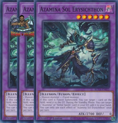 Yugioh! 3x Azamina Sol Erysichthon ROTA-EN032 Common 1st Ed NM