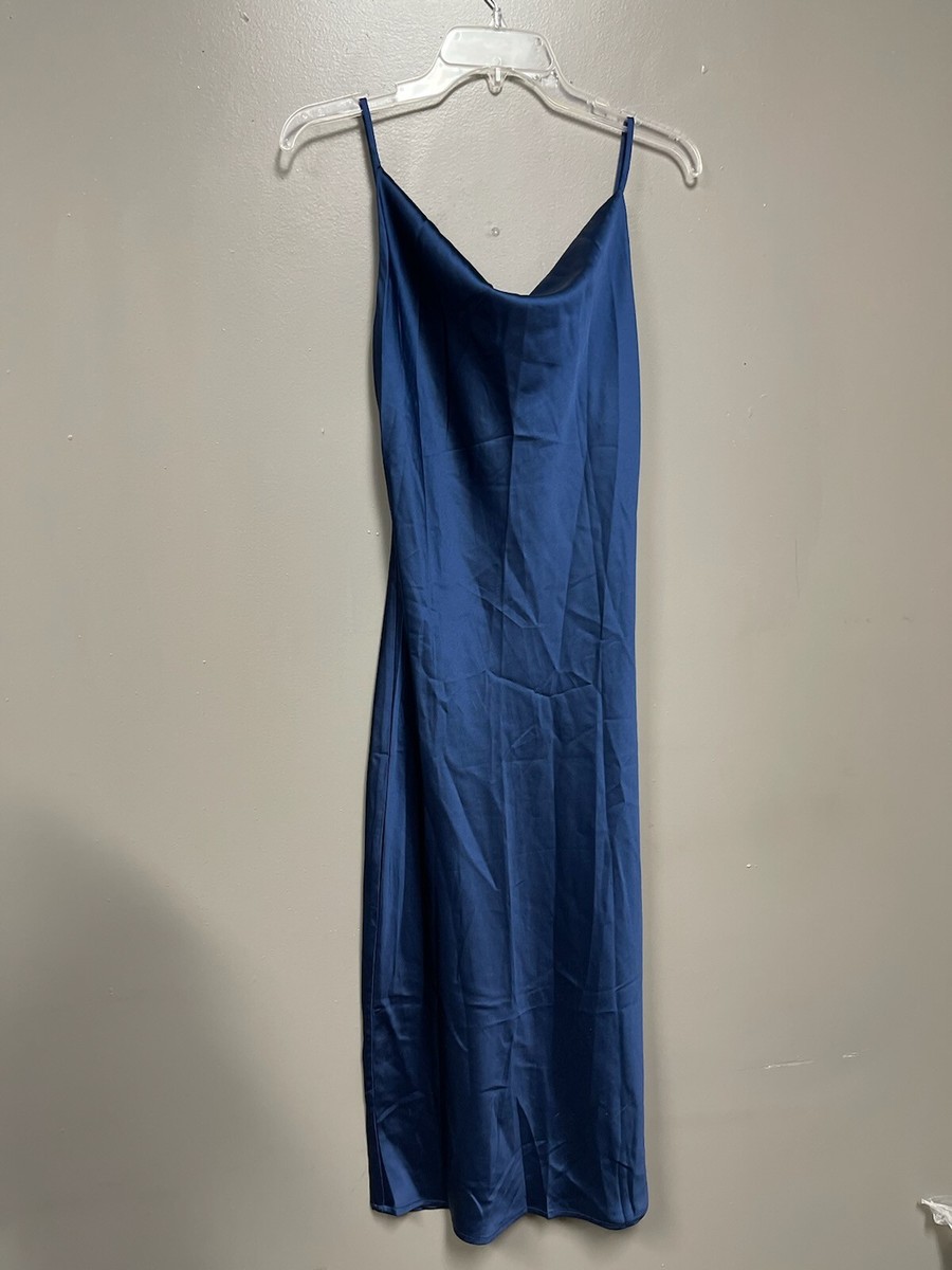 Beginning Boutique Schiffer Slip Midi Dress Size 8 Midnight Blue | eBay