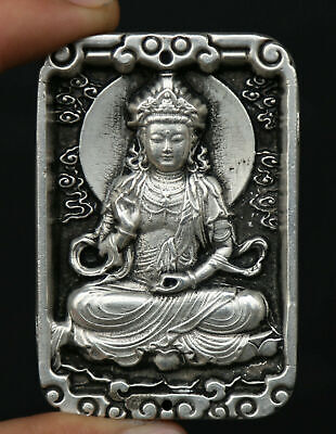 2.6/" Chinese Miao Silver Buddhism Kwan-yin Guan Yin Boddhisattva Amulet Pendant