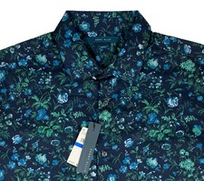 Men's PERRY ELLIS Blue Green Gray Floral Shirt 2XLT 2XT NWT NEW SLIM FIT