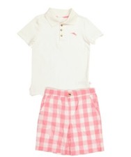 Tommy Bahama Boys 3 Piece Gingham Short Sleeve Polo shirt, shorts  Hat set