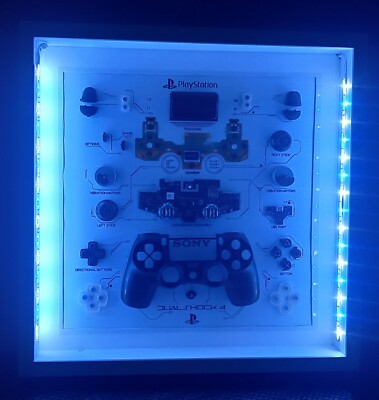Playstation Ps4  Controller LED Blau Bilderrahmen Gaming Room Dekoration Kunst 