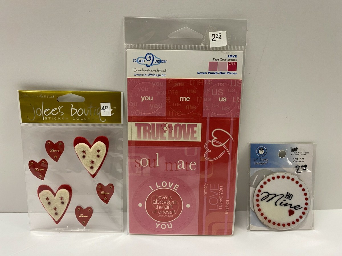 Lot De 3 Autocollants Scrapbooking 3D - LOVE BE MINE - Jolee's, Cloud 9, Li'l Davis