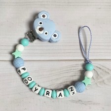 Silicone Chain Nuckelkette with Celestial Name Turquoise Mint Green White
