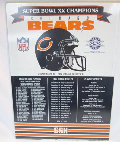 雅达利临时金属海报反向芝加哥熊超级碗XX冠军名册 — 第 4/4 张图片