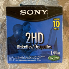 NEW Sealed Sony 2HD Diskettes 10 Pack 1.44MB IBM Formatted High Density