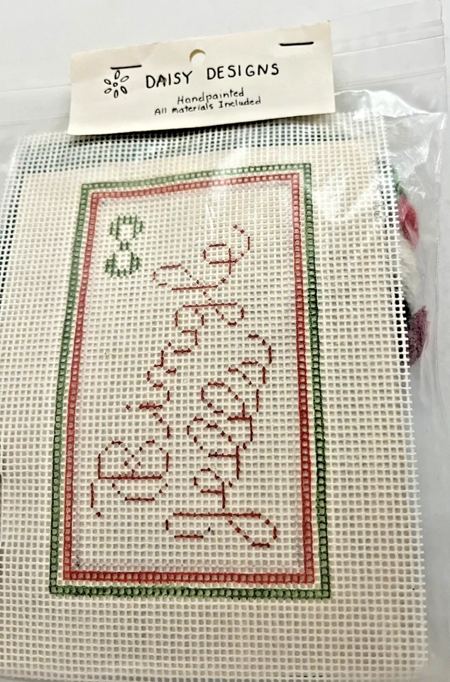 Handpainted Needlepoint Christmas 5x7 Pillow Kit BINGLE JELLS Canvas Yarn Bell - Image 2 of 4