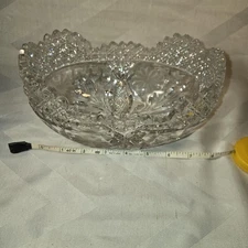 Antique American Brilliant ABP Deep Hand Cut Crystal Serving Bowl 8" Oval