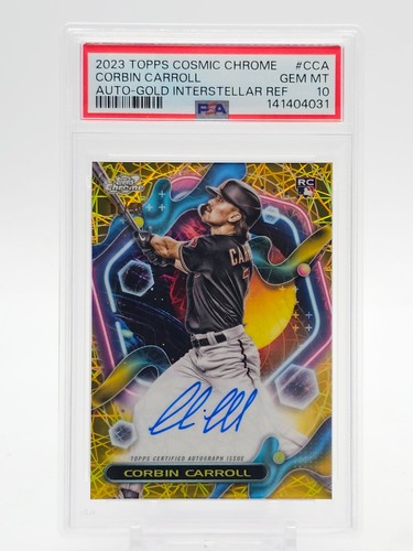 CORBIN CARROLL 2023 TOPPS COSMIC CHROME AUTO GOLD INTERSTELLAR PSA 10 Q8036