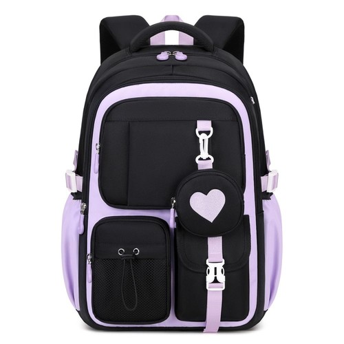 School Bag for Girls Large Casual Kids Backpack with Heart Coin Purse Bookbag UK