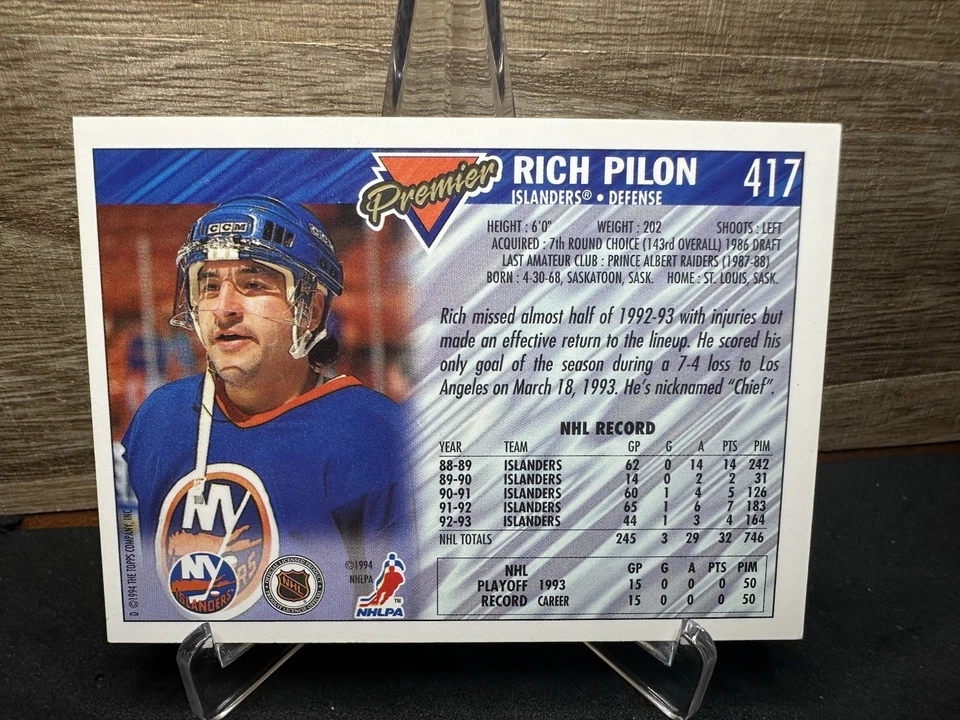 1994-95 Topps Premier - #417 Stu Barnes In-Person ON-CARD AUTO (1) - Image 2 of 2