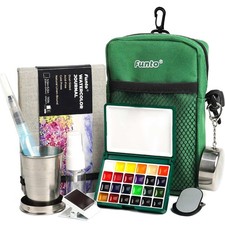 Funto Mini Watercolor Paint Set All-in-One 24-Color Travel Kit, with Crossbody