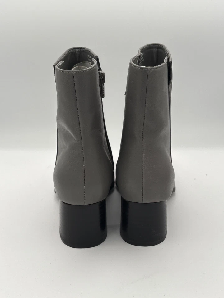 Botas Mujer AJ Valenci Talla 7 Gris Cuero Tacón Puntera Cuadrada Foto 3 de 4