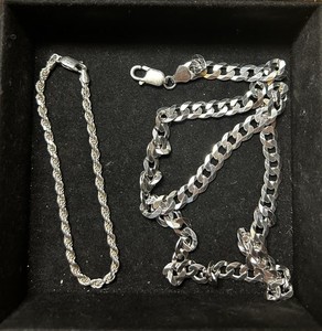 Sterling Silver Jewelry Set – Cuban Chain & Rope Bracelet