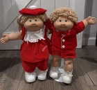 1985 Twin boy and girl hm# 3 Cabbage Patch twins  Dolls in red twin outfits