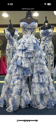 Sherri Hill Blue Floral prom dress size 10 | eBay