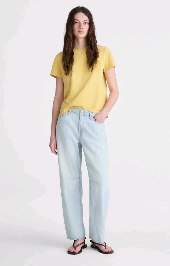 NWT Madewell Darted Barrell Leg Light Wash Jeans Wide Leg Ankle Women's W 24