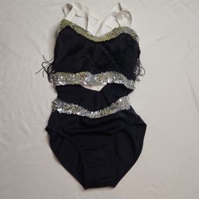 Balera black sequin fringe dance costume