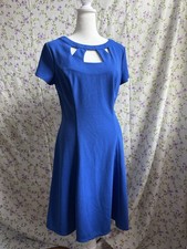 Calvin Klein Blue Fit & Flare Cut-Out Neck Knee Length Dress Short Sleeve 8