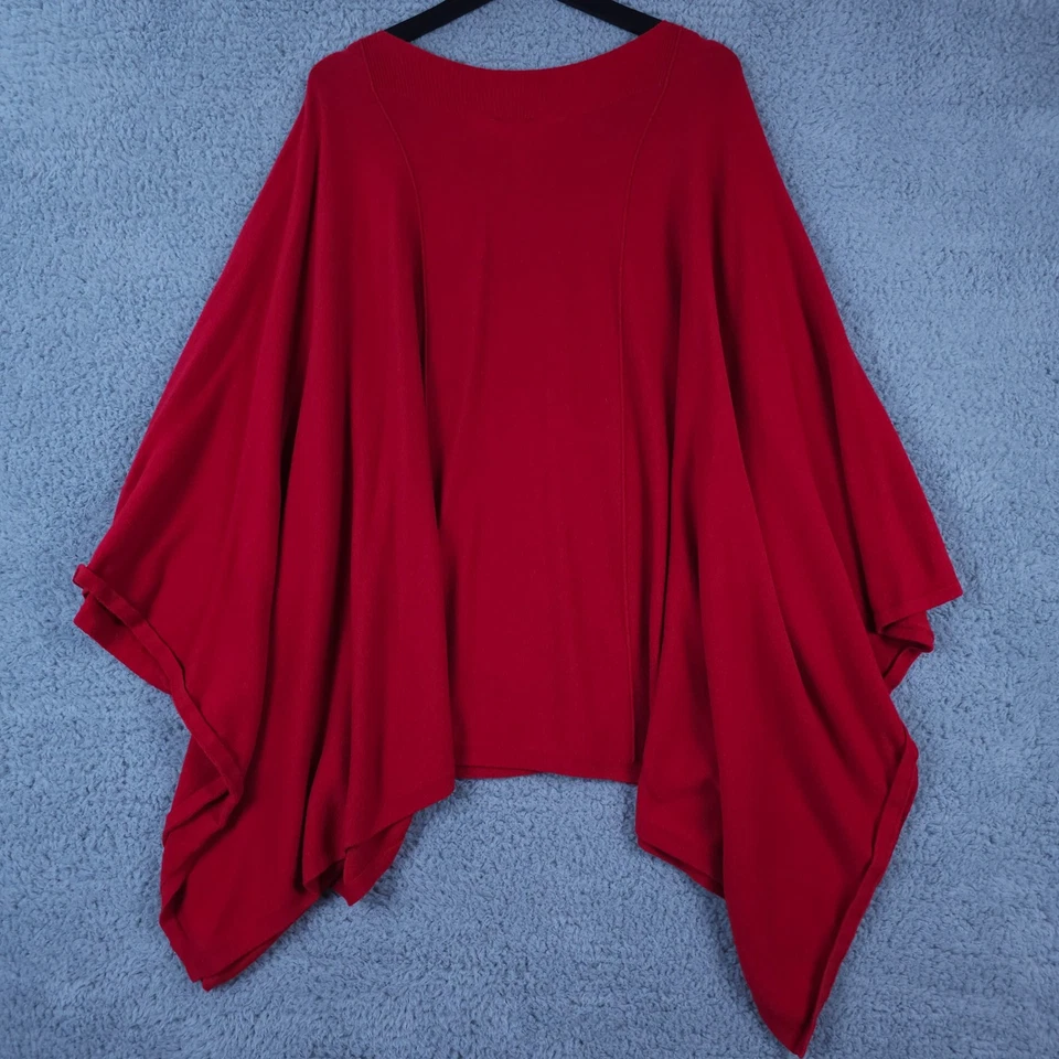 Suéter Chicos Mujer L XL Rojo Algodón Cachemira Poncho Envoltura Amapola Salvaje Tejido Suave Foto 2 de 4