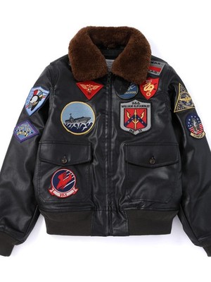 Pelzkragen Pilot Jacket Mantel Top Gun American G1 Unisex Costume 36-46 HOT