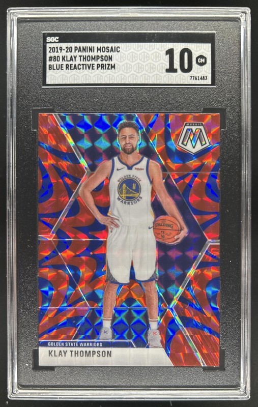 2019-20 Panini Mosaic Klay Thompson Reactive Blue #80 Warriors SGC 10