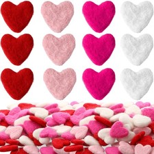 100 Pcs Valentine's Day Heart Shape Wool Felt Red Pink White Wool Felt Hearts...