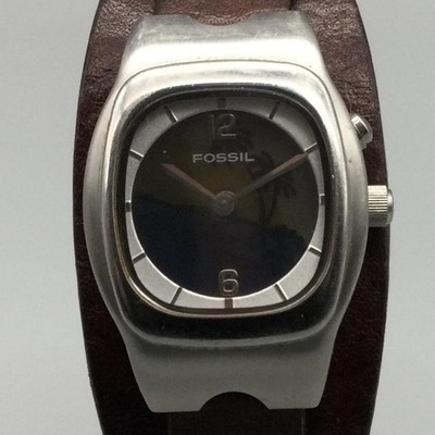 Fossil Big Tic Womens Watch 23mm Tropical Dial Leather Silver Tone