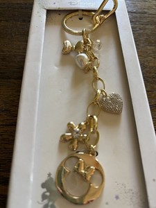 New Minnie Mouse disney keychain gold with Pearl & Rhinestones  Disney Charms