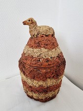 céramique pot couvert signé Prost Georges  1950  barbotine "  spaghettis "mouton