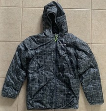 Columbia Reversible Hooded Jacket Coat black and gray and black Fleece XL 18/20
