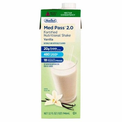 Hormel Med Pass 2 Fortified Nutrition Shake Vanilla 32oz Nectar Consist 12 Count