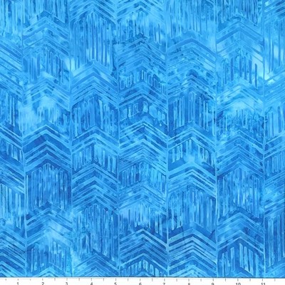 1 Yard Cut of Lunn Fabric Chevron Stripe Batik 100% Cotton 9024 Blue Water Ocean