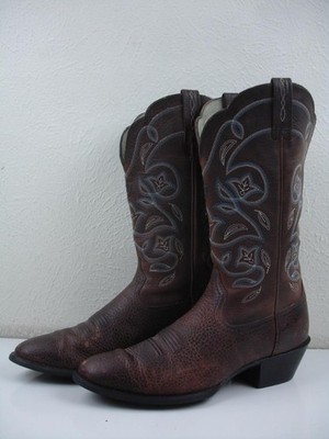 Women's 8.5 B M Ariat Leather Brown Rowdy Heritage Western R Toe 15708 Boots Vtg