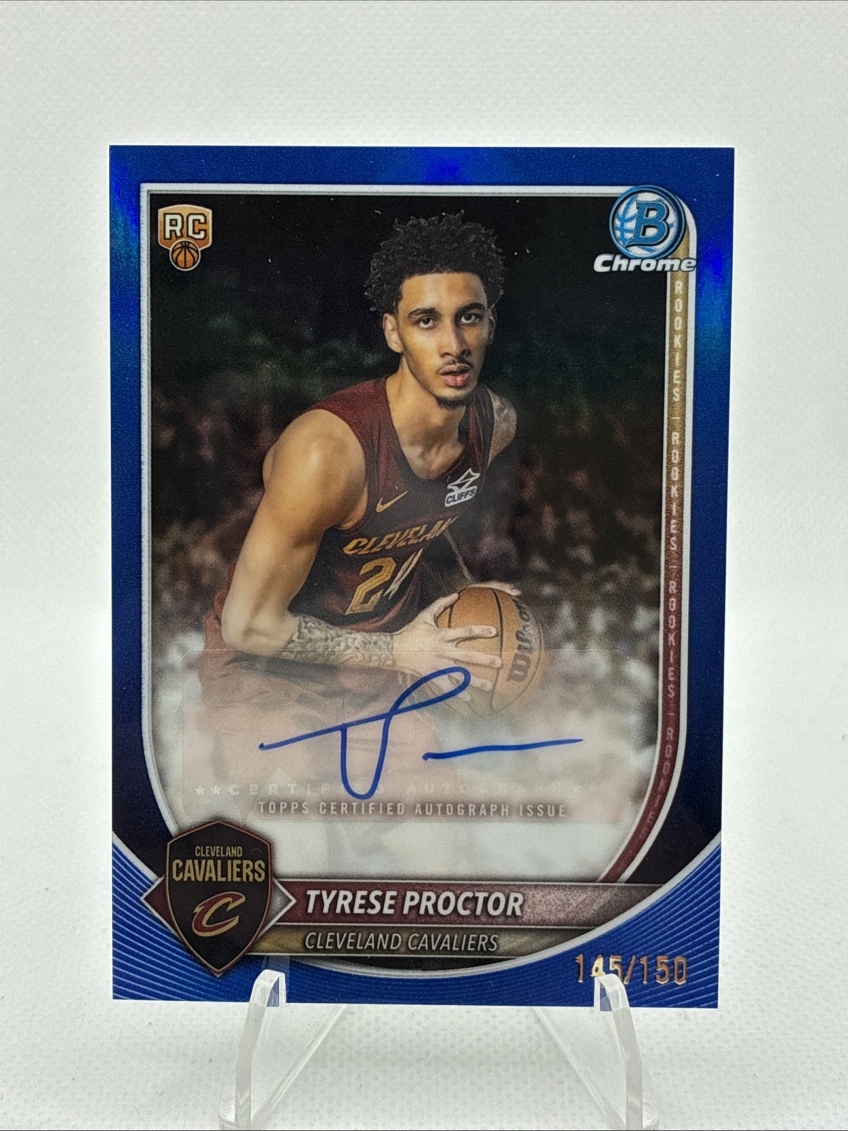 Tyrese Proctor 2025-26 Topps Bowman Chrome /150 Auto Blue Refractor RC