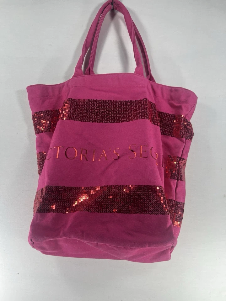 Victoria Secret Pink Sequin Tote Bag Vintage 18x18 Pre-owned - Imagem 2 de 4
