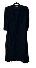 UNIQLO U Gathered Dress Dark Green M Gathers Ribbon Tie Backless Elegant Woman